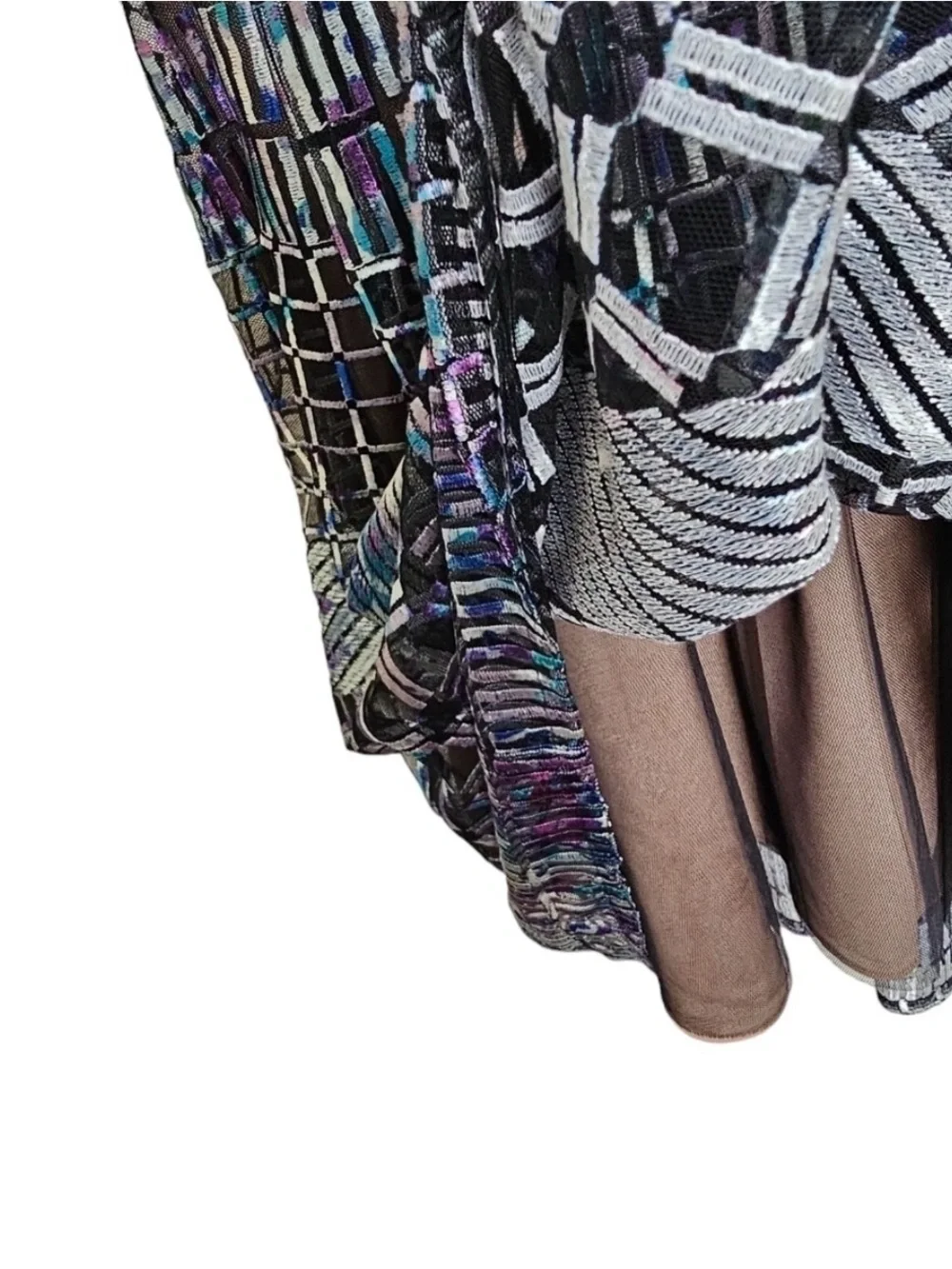 BCBGMAXAZRIA Metallic Embroidered Midi Dress ✨ Pleated V-Neck Cocktail Party XS - Picture 9 of 10